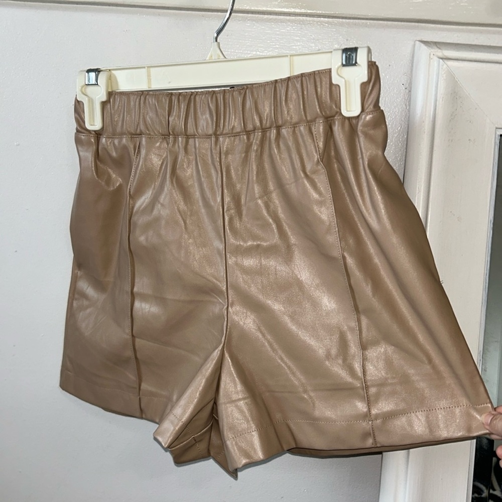 leather high waisted shorts